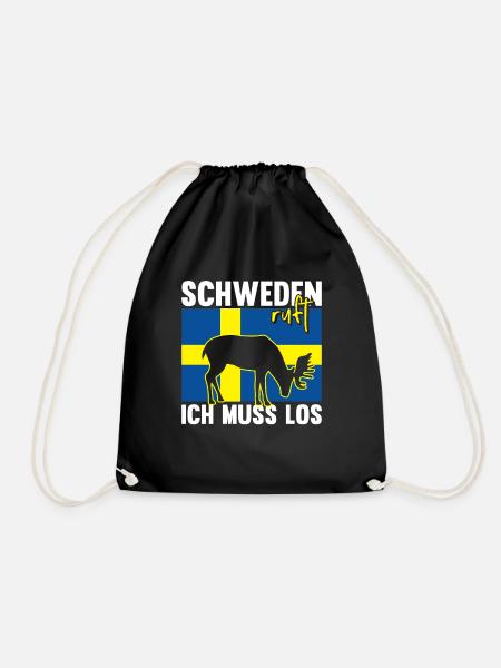 Schweden ruft Elch Flagge Skandinavien - Turnbeutel - Schwarz