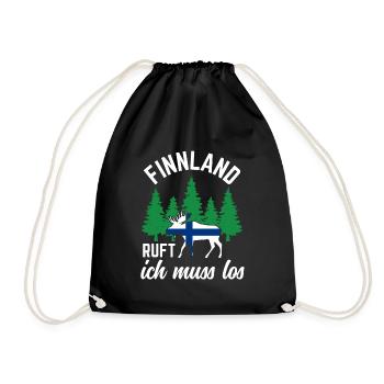 Finnland ruft Flagge Skandinavien Elch - Turnbeutel - Schwarz - Vorne