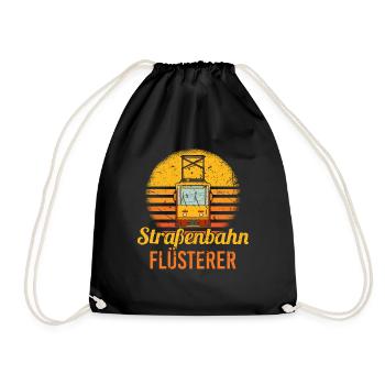 Retro Straßenbahn Flüsterer Straßenbahnfahrer - Turnbeutel - Schwarz - Vorne