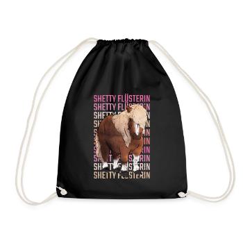 Retro Shetty Flüsterin Spruch Shetland Pony - Turnbeutel - Schwarz - Vorne