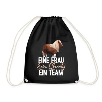 Shetty und Frau ein Team Shetland Pony reiten - Turnbeutel - Schwarz - Vorne