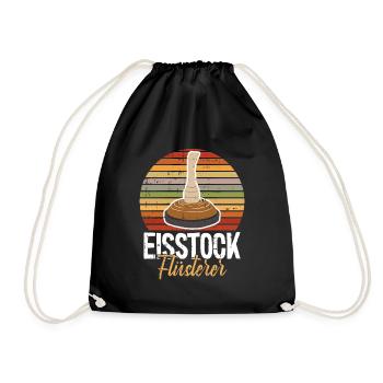 Retro Eisstockschießen Eisstock Flüsterer Stocksch - Turnbeutel - Schwarz - Vorne