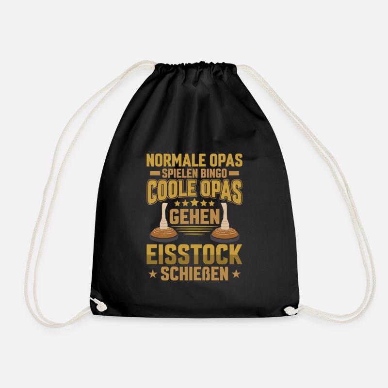 Eisstockschießen coole Opas Stockschießen Eisstock - Turnbeutel - Schwarz