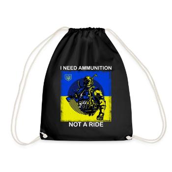 Peace Ukraine stand with Ukrainian stop war Kyiv h - Drawstring Bag - black - Front
