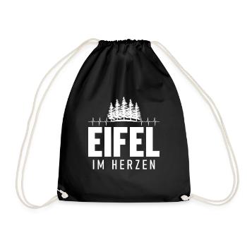 Eifel im Herzen Herzschlag Pfalz Pfälzer - Turnbeutel - Schwarz - Vorne