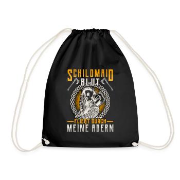 Wikinger Schildmaid durch die Adern - Turnbeutel - Schwarz - Vorne