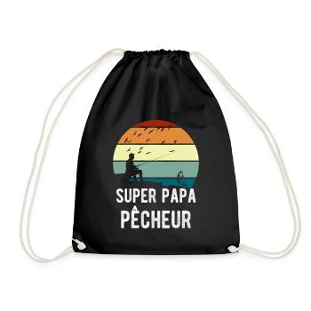 Super papa pêcheur cadeau pêcheur - Sac de sport léger - noir - Devant