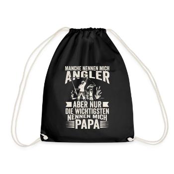 Angler Vater Sohn nennen mich Papa angeln - Turnbeutel - Schwarz - Vorne