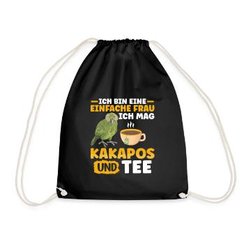 Ich mag Kakapos und Tee Papagei - Turnbeutel - Schwarz - Vorne