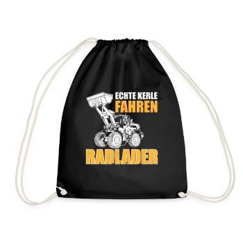 Echte Kerle Radlader Radladerfahrer - Turnbeutel - Schwarz - Vorne