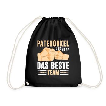 Patenonkel und Nefe das Beste Team Taufpate - Turnbeutel - Schwarz - Vorne