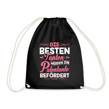 Beste Tanten werden Patentante Taufpatin - Turnbeutel - Schwarz - Vorne