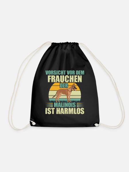 Vorsicht vor dem Frauchen belgischer Malinois - Turnbeutel - Schwarz