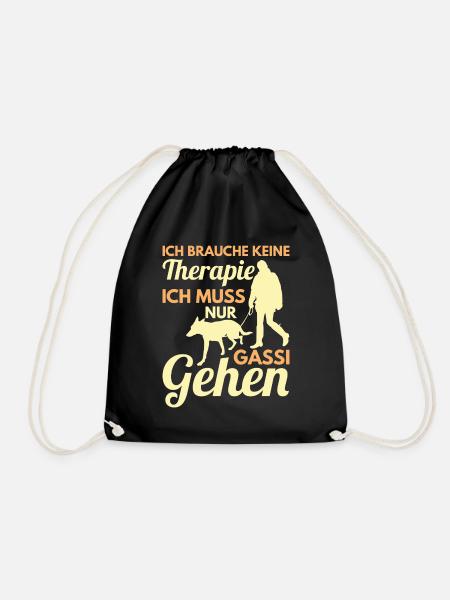 Ich brauche keine Therapie Hund Gassi - Turnbeutel - Schwarz