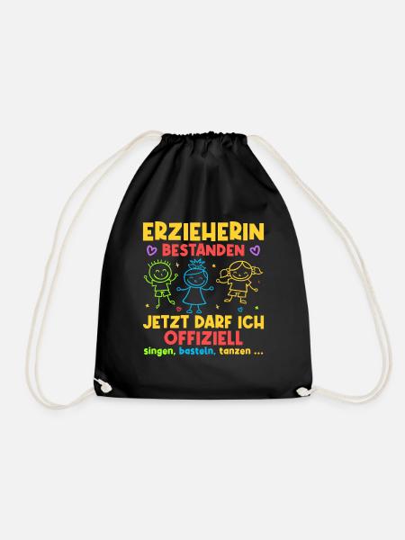 Erzieherin bestanden jetzt darf ich offiziell - Turnbeutel - Schwarz