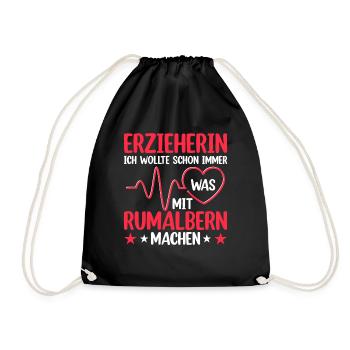 Erzieherin beruflich rumalbern Kita Kindergarten - Turnbeutel - Schwarz - Vorne