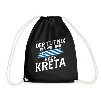 Kreta der tut nix Griechenland Urlaub - Turnbeutel - Schwarz - Vorne