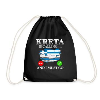 Kreta ruft ich muss los Griechenland Urlaub - Turnbeutel - Schwarz - Vorne