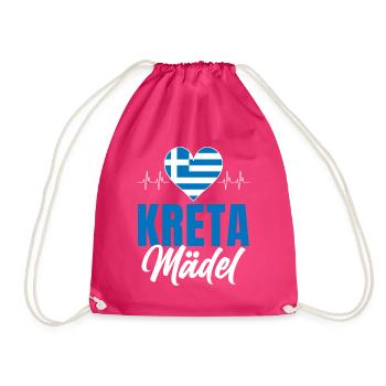 Kreta Mädel Griechenland Urlaub Herzschlag - Turnbeutel - Fuchsia - Vorne