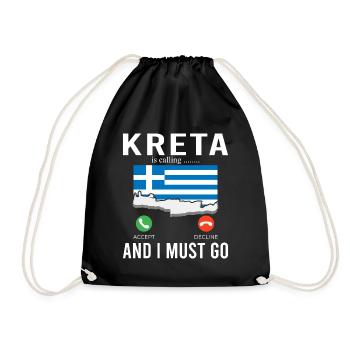Kreta ruft ich muss los Griechenland Urlaub - Turnbeutel - Schwarz - Vorne