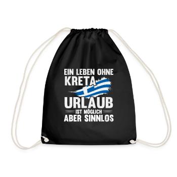Ein Leben ohne Kreta Urlaub ist sinnlos - Turnbeutel - Schwarz - Vorne