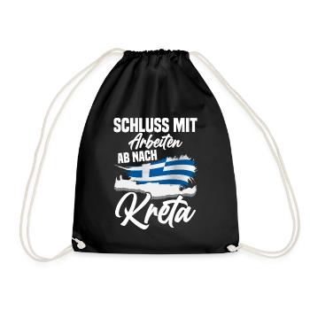 Schluss mit arbeiten ab nach Kreta Urlaub - Turnbeutel - Schwarz - Vorne