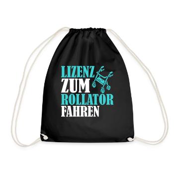 Rentner Rollator fahren Rente - Turnbeutel - Schwarz - Vorne