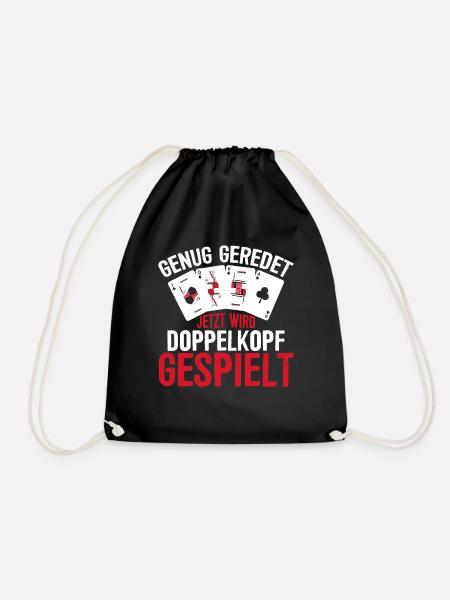 Jetzt wird Doppelkopf gespielt Kartenspiel - Turnbeutel - Schwarz