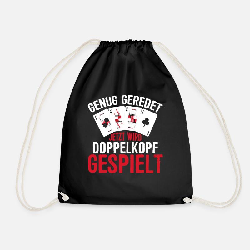 Jetzt wird Doppelkopf gespielt Kartenspiel - Turnbeutel - Schwarz