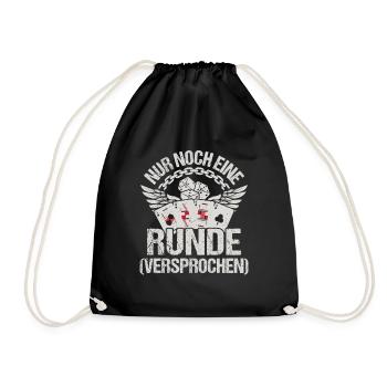 Doppelkopf nur noch eine Runde Kartenspiel - Turnbeutel - Schwarz - Vorne