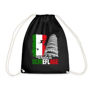 Schiefe Turm Pisa wieder in Schieflage Italien - Turnbeutel - Schwarz - Vorne