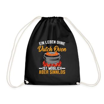 Ein Leben ohne Dutch Oven Dopfen Outdoor - Turnbeutel - Schwarz - Vorne