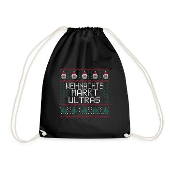 Weihnachtsmarkt Ultras Ugly Christmas Xmas Idee - Turnbeutel - Schwarz - Vorne