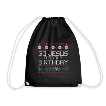 Go Jesus it's Your Birthday Ugly Christmas - Drawstring Bag - black - Front