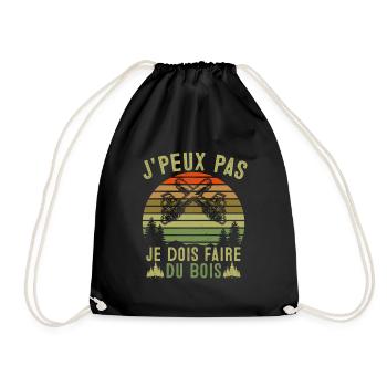 J'peux pas je dois Faire Du Bois,papa forestier - Sac de sport léger - noir - Devant