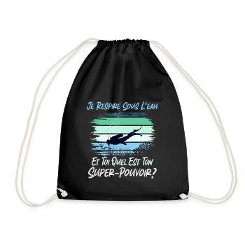 Je Respire sous l'eau quel est ton super pouvoir - Sac de sport léger - noir - Devant