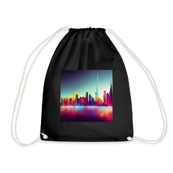 Dubai silhouette skyline abstract art - Drawstring Bag - black - Front