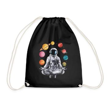 Astronaute de l'espace méditation zen yoga planète - Sac de sport léger - noir - Devant