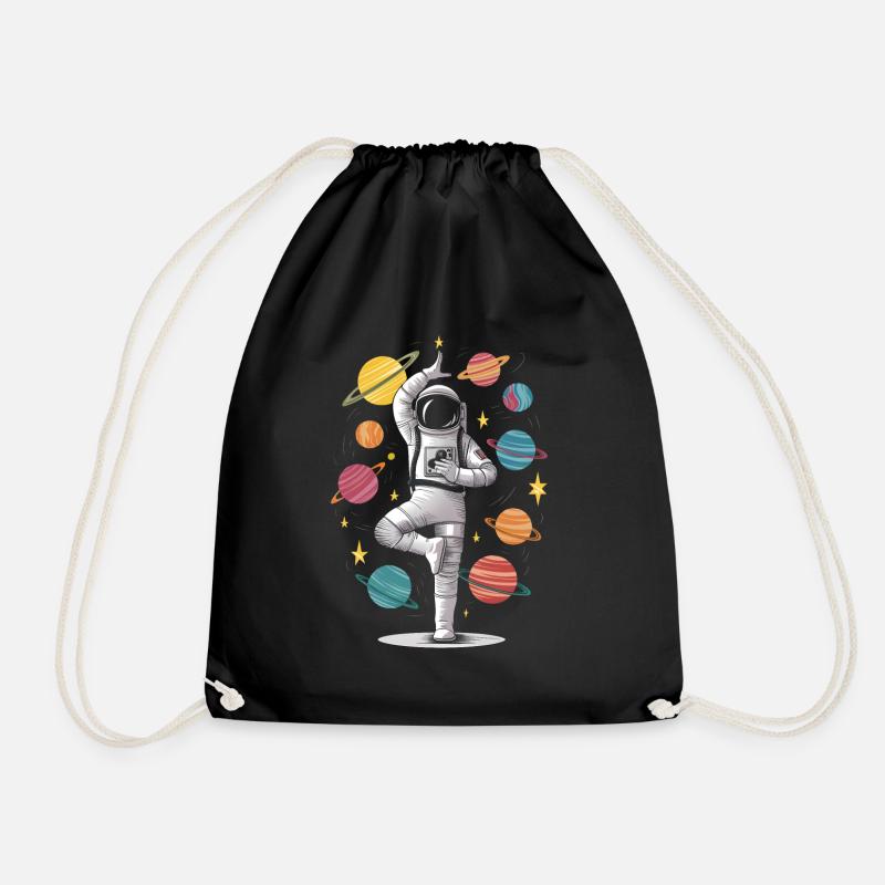 Space Astronaut Zen Yoga Meditation Planet - Drawstring Bag - black