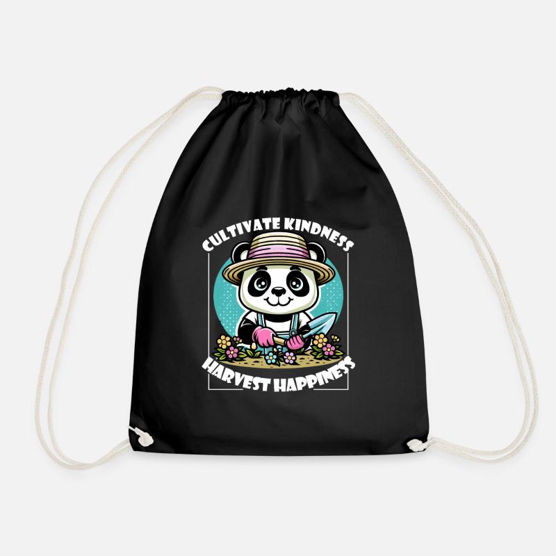 Panda Gärtner Spruch Motiv süßer Panda - Turnbeutel - Schwarz