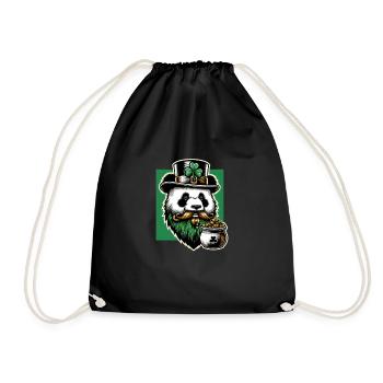 Panda St. Patricks Day Lustig Irish trinken - Turnbeutel - Schwarz - Vorne