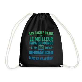 Super Papa Informaticien idée cadeau père - Sac de sport léger - noir - Devant