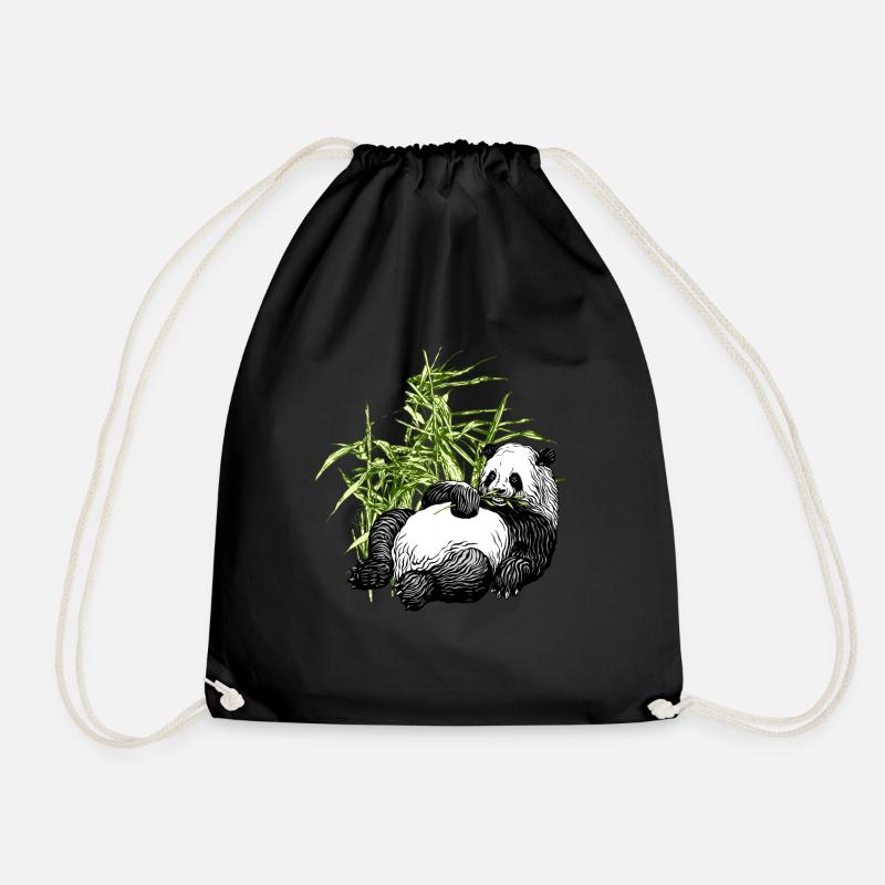 Panda_TS - Drawstring Bag - black