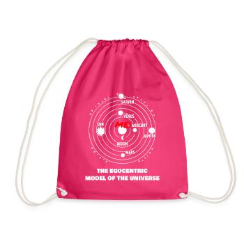 Egocentric Model of the Universe - Worldview Physics - Drawstring Bag - fuchsia - Front