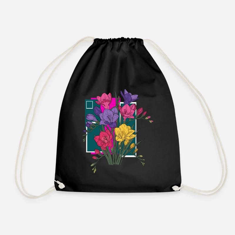 Freesias - Drawstring Bag - black