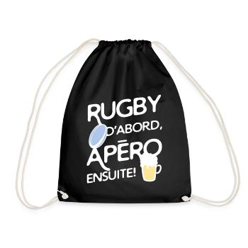 Rugby et apéro - Sac de sport léger - noir - Devant