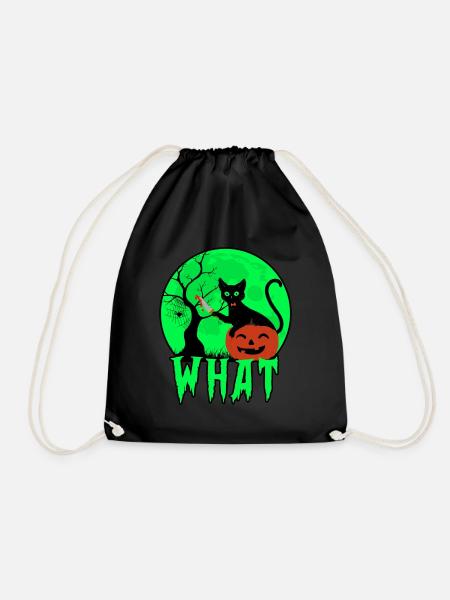 What Cat With Knife,Scary Cat With Knife Halloween - Drawstring Bag - black