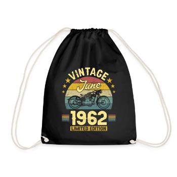 Vintage 60 Jahre Juni 1962 60. Jahrestag - Turnbeutel - Schwarz - Vorne