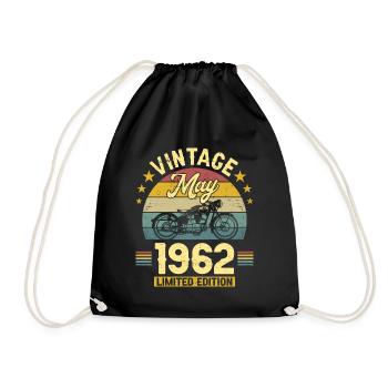 Vintage 60 Jahre Mai 1962 60. Jahrestag - Turnbeutel - Schwarz - Vorne