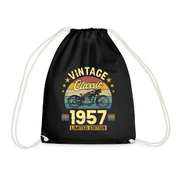 66th Birthday 1957 Biker 66 Years Anniversary - Drawstring Bag - black - Front